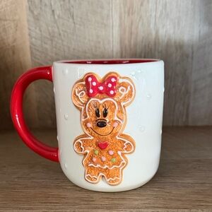 Disney Gingerbread Mug Minnie Mouse Double Sided Red Interior Holiday Edition